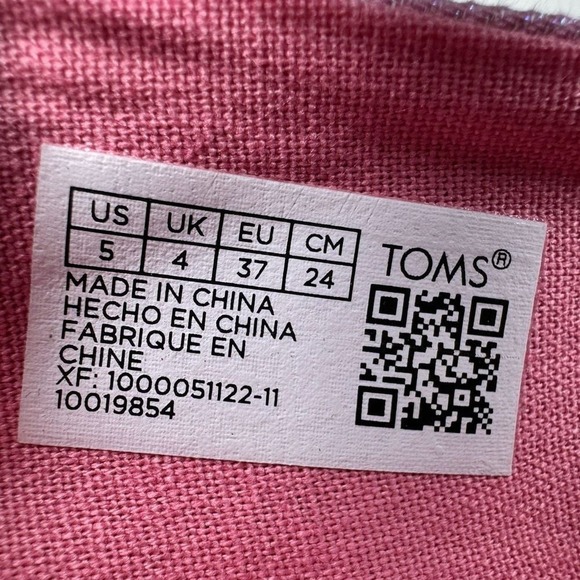 TOMS Alpargata Bow Slip-On Pink Sparkle Youth Shoes size 5 - Picture 11 of 11